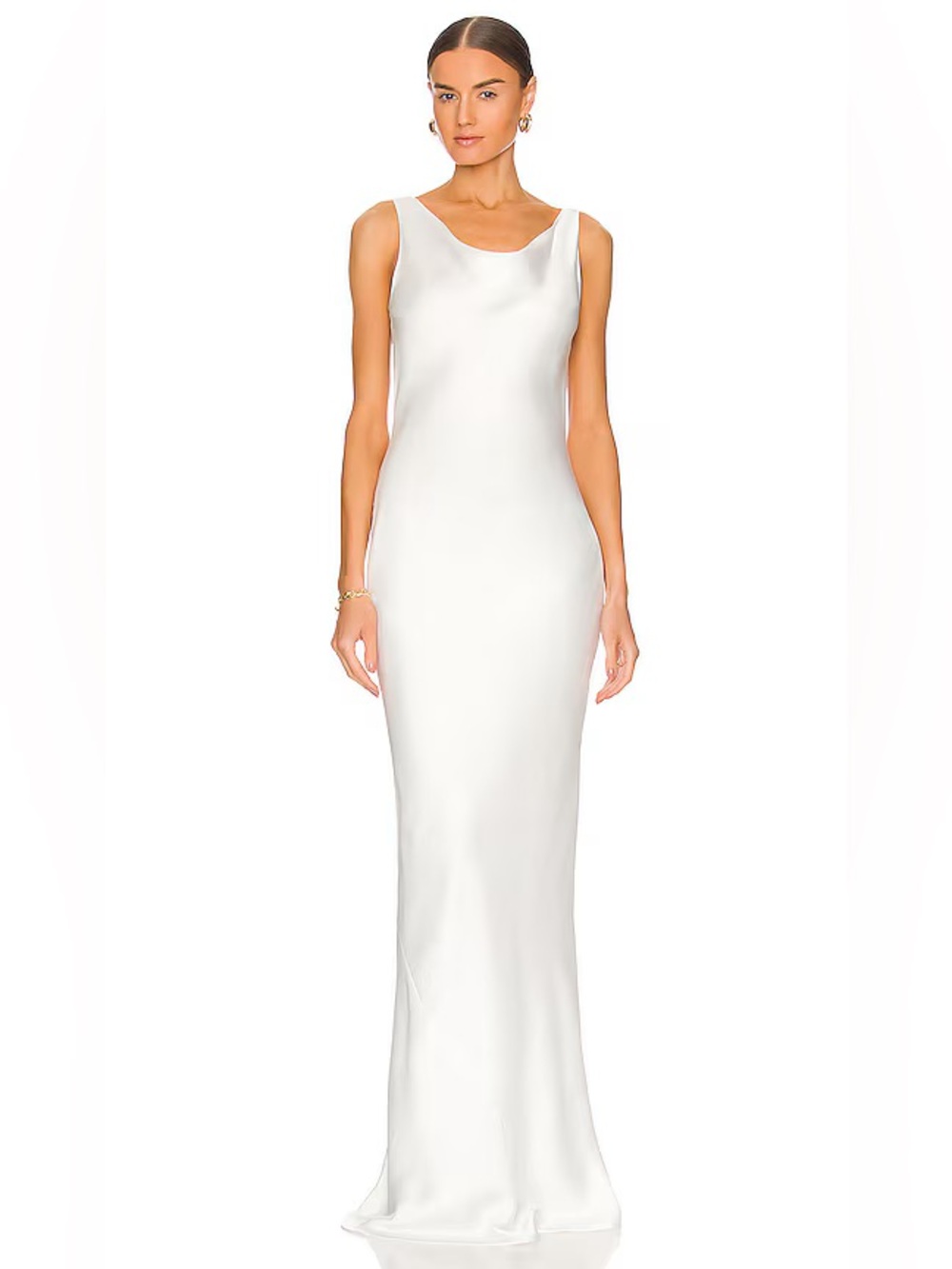 Norma Kamali Maria Gown Snow White Satin Size MED